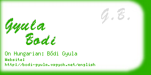 gyula bodi business card
